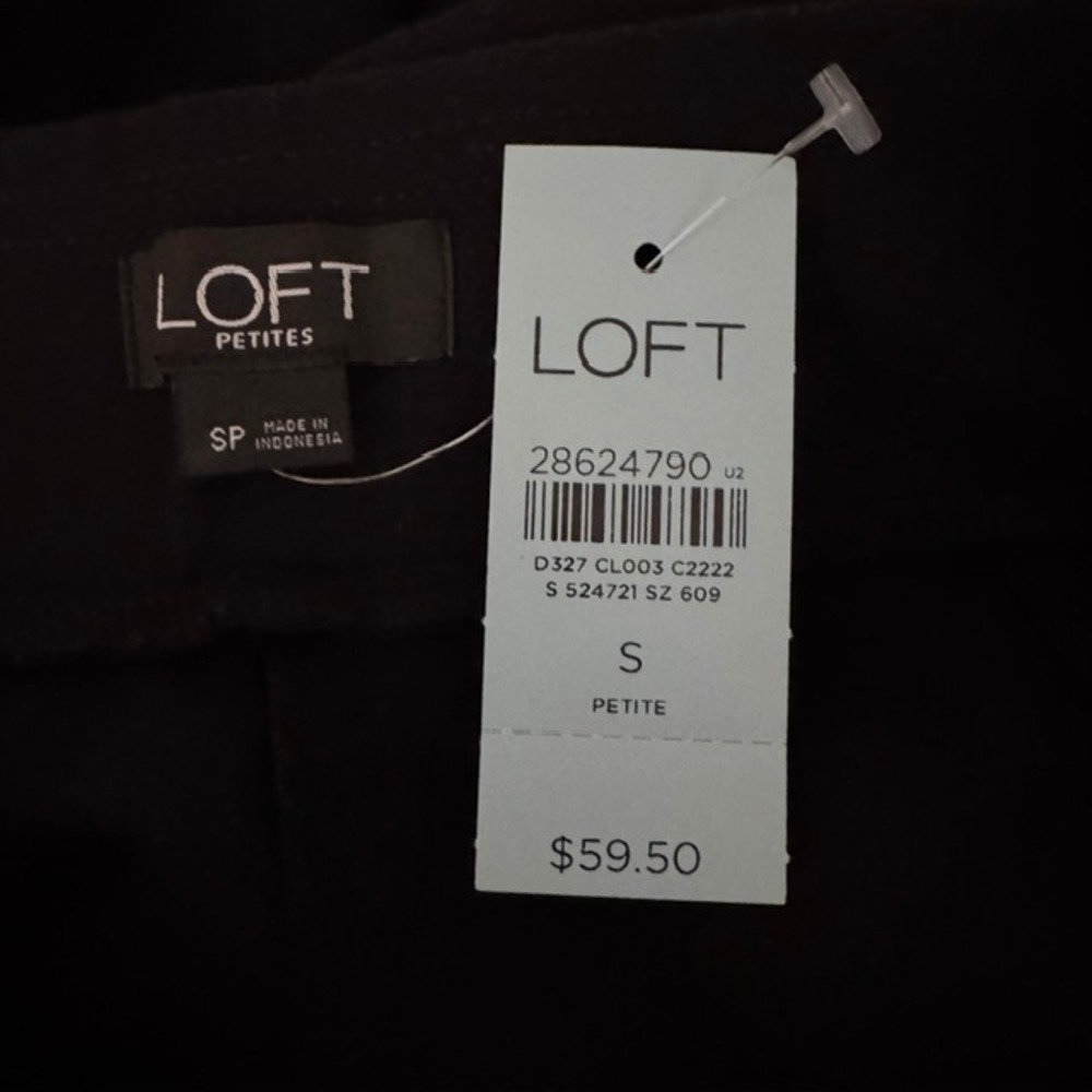 NWT LOFT Petites Black Velvet Side Stripe Leggings Women's SP - Picture 4 of 8